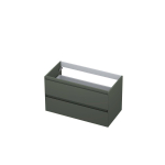 INK Wastafelonderkast - 90x45x52cm - 2 lades - greeploos - MDF lak - Mat beton groen SW416538