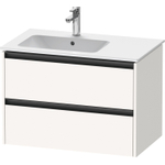 Duravit Ketho.2 Wastafelonderbouwkast - met 2 laden - voor waskom links - 81x48x54.9cm - met grepen antraciet - wit supermat SW772910