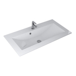 Sanicare q4 lavabo 99.2x45.2cm 1 trou pour robinet avec trop-plein rectangle marbre minéral blanc SW536829