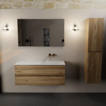 Mondiaz AIVY Ensemble de meuble - 120x45x50cm - 0 trous de robinet - 1 vasque Urban Solid surface - Droite - 2 tiroirs - avec miroir - Melamine Chai SW892160