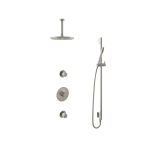 Hotbath Buddy IBS - Regendoucheset - 15cm plafondarm - 25cm ronde hoofddouche - staafhanddouche - glijstang - 2 stopkranen - geborsteld nikkel (RVS) SW298896