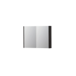 INK SPK1 spiegelkast – 80x60x14 cm – 2 deuren, dubbelzijdige spiegeldeuren – Houtskool Eiken mat SW493537