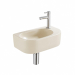 QeramiQ Fuente pack lave-mains – demi-rond – 40 x 21,5 x 12 cm – céramique beige – robinet inox brossé SW1232816