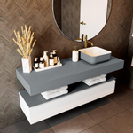 Mondiaz TOP 51 Plan vasque suspendu - 140x51x12cm - adapté pour vasque à poser - Solid surface - Plata SW1022386