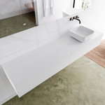 Mondiaz Lagom Meuble salle de bains 200x30.9x45cm Solid Surface Talc 2 tiroirs avec lavabo BINX vasque à poser Droite sans trous de robinet SW409142