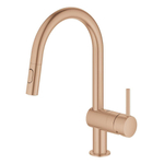 Grohe Minta Keukenkraan - hoog - draaibare/uittrekbare c uitloop - 2 straalsoorten - brushed warm sunset (koper) SW354688