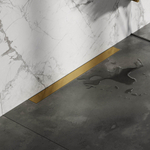 Brauer Douchegoot - 80x7.5cm - muurflens - tegelinlegrooster omkeerbaar - RVS - geborsteld goud SW771573