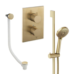 Crosswater MPRO Handdoucheset - 2 hendels - badafvoer - handdouche - glijstang - geborsteld messing (goud) SW1472555