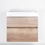 Saniclass Aurora Ensemble de meuble - 80cm - 2 tiroirs - lavabo céramique - sans trou de robinet - blanc - roble SW1138741