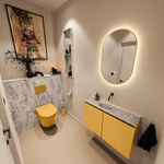 MONDIAZ TURE-DLUX 80cm toiletmeubel Ocher. EDEN wastafel Glace positie midden. Zonder kraangat. SW1103439