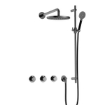 Hotbath Cobber IBS70 ensemble de douche encastré thermostatique avec 2 vannes d'arrêt avec douchette ronde et barre coulissante noir chrome SW677797