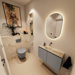 MONDIAZ TURE-DLUX Meuble toilette - 80cm - Smoke - EDEN - vasque Frappe - position centrale - sans trou de robinet SW1103017