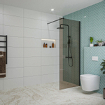 Fortifura Galeria Douche à l'italienne - 70x200cm - verre fumé - Noir mat SW876880