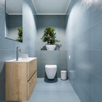 MONDIAZ ADA Meuble WC - 60x30x50cm - 1 trou de robinet - 2 tiroirs - chêne blanchi mat - vasque à gauche - Solid surface - Blanc SW472764