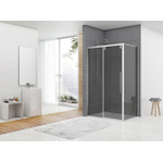 Van Rijn Products ST06 Softclose schuifdeur - 118.5x200cm - rookglas - dikte 8mm - tbv hoekcabine - incl. greep - chroom SW492827