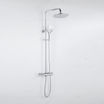 Fortifura Calvi Colonne de douche thermostatique - pomme de douche 25cm - flexible en métal - douchette ronde - chrome SW1204418