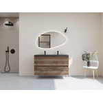 HR badmeubelen Infinity XXL 3D Ensemble de meubles de salle de bains - 120 cm - 1 lavabo en céramique djazz noir mat - 2 trous de robinet - 2 tiroirs - charleston SW863518