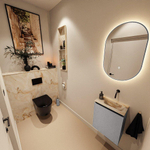 MONDIAZ TURE-DLUX Meuble toilette - 40cm - Plata - EDEN - vasque Frappe - position droite - sans trou de robinet SW1102926
