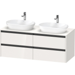 Duravit ketho 2 meuble sous lavabo avec plaque console avec 4 tiroirs pour lavabo à droite 140x55x56.8cm avec poignées anthracite blanc brillant SW772921