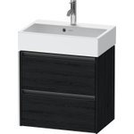 Duravit Ketho.2 Wastafelonderbouwkast - met 2 laden - 58.4x39x54.9cm - met grepen antracieteiken - mat zwart eiken (hout) SW772859