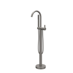 IVY Pact Mitigeur de baignoire autoportant - bec pivotant - 150cm - Flexible de douche - Douchette barre - Noir métal brossé PVD SW1031212