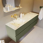 MONDIAZ VICA-DLUX Ensemble meuble de salle de bains - 150cm - meuble bas army - 4 tiroirs - lavabo encastré cloud à gauche - sans trous de robinet - version haute 60cm - frape SW1088774