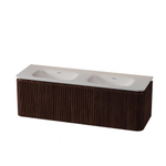 Royal Plaza Terra Edge Ensemble meuble de salle de bains - 140x44.7x46cm - vasque en solid surface blanc mat - 2 vasques - sans trous de robinet - 2 tiroirs - châtaigne (noyer) SW1471923