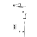 Hotbath Gal IBS40A Ensemble de douche - encastré - pomme de douche carrée 22 cm - bras de douche mural 35 cm - douchette barre - avec barre de douche - chrome SW656267