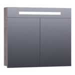 BRAUER 2.0 Spiegelkast - 80x70x15cm - verlichting geintegreerd - 2 links- en rechtsdraaiende spiegeldeuren - MFC - grey canyon SW499502