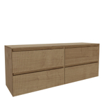 Saniclass Holz Atelier Meuble de salle de bains - 160x45x60cm - 4 tiroirs - plan de toilette - Chêne naturel SW1436747