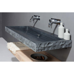 Forzalaqua Palermo wastafel - 80.5x51.5x9cm - zonder kraangat - gekapt - gezoet graniet (zwart) SW230861
