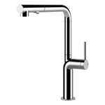 Gessi Stelo Mitigeur de cuisine 1 trou de robinetterie Bec extractible et pivotant Inox Chrome brillant SW524060