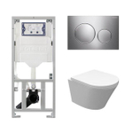 Wiesbaden Vesta Inbouwset - compact - 47cm - diepspoel wandcloset - softclose - quickrelease - rimless - afdekplaat sigma20 - mat chroom glans rand SW98668