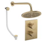 Crosswater MPRO Regendoucheset inbouw - 2 hendels - badafvoer - 30cm douchekop - wandarm - geborsteld messing (goud) SW1472565