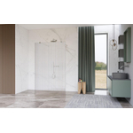 Fortifura Galeria Vrijstaande Inloopdouche - 120x200cm - helder geribbeld - antikalk - 8mm veiligheidsglas - wandsteunen - hoogglans chroom SW992908