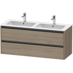 Duravit Ketho.2 Wastafelonderbouwkast - met 2 laden - voor dubbele wastafel - 128x48x55cm - met grepen antraciet - eiken terra mat SW772380