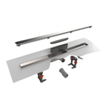 Easy Drain Compact 30 FF zero caniveau de douche plaque simple avec sortie latérale 6x70cm inox 2302610