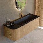 MONDIAZ KURVE 125cm Meuble salle de bain avec module 25 G - couleur Oak - 1 tiroir - 1 porte - vasque BIG MEDIUM droite - 1 trou de robinet - Urban SW1138382