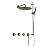 Hotbath Cobber IBS70 Ensemble de douche pluie encastré - bras de douche mural 38,5 cm - douche de tête ronde 30 cm - douchette barre - barre de douche - fer vieilli SW677626
