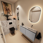 MONDIAZ TURE-DLUX Meuble toilette - 100cm - Plata - EDEN - vasque Glace - position droite - sans trou de robinet SW1103461