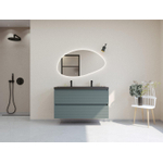 HR badmeubelen Infinity XXL 3D Ensemble meuble de salle de bains - 120 cm - 1 lavabo en céramique djazz noir mat - 2 trous de robinet - 2 tiroirs - petrol mat SW863506