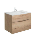 Crosswater Glide II Ensemble meuble de salle de bains - 70x45x52cm - 2 tiroirs - sans poignées - softclose - chêne Windsor - trou de robinet - blanc SW892055