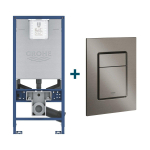 GROHE Rapid SLX réservoir encastré avec cadre incluant la plaque de commande GROHE Skate cosmopolitan en Graphite dur brossé SW405740