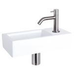 Differnz Ravo pack lave-mains – 38,5 x 18,5 x 9,5 cm – céramique blanc brillant – robinet courbé chromé mat SW705313