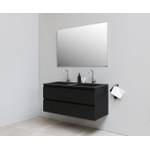 Basic Bella Meuble salle de bains avec lavabo acrylique Noir avec miroir 120x55x46cm 2 trous de robinet Noir mat SW491879