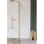 Fortifura Galeria zijwand - 50x200cm - mat - glas - 8mm - met hoekprofiel - PVD - geborsteld messing (goud) SW925365