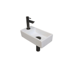 Ink Versus pack lave-mains – 36 x 18 x 9 cm – porcelaine blanc brillant – perçage à gauche – robinet gunmetal SW450912