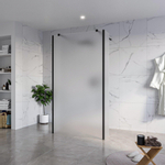 Fortifura Galeria Douche à l'italienne - 110x200cm - verre satiné - anticalcaire - verre de sécurité 8mm - 2 parois latérales 40cm - avec bras muraux et profilés d'angle - Noir mat SW993117