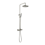 Hotbath Cobber ensemble de douche pluie thermostatique avec pomme de douche ronde 30 cm douchette barre nickel brossé SW440620