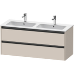 Duravit Ketho.2 Wastafelonderbouwkast - met 2 laden - voor dubbele wastafel - 128x48x55cm - met grepen antraciet - taupe mat SW772313